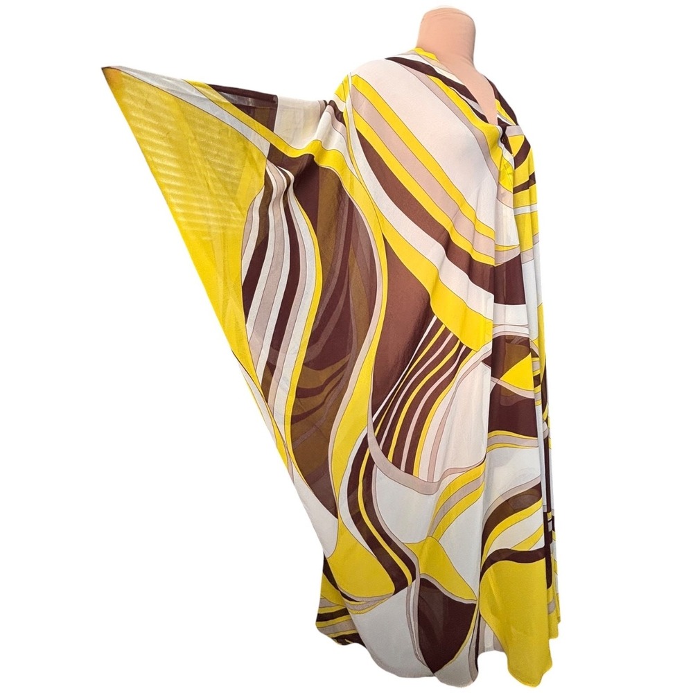 Zara Retro 70s Abstract Kaftan Dress Boho Caftan Oversized Maxi Resort Lounge